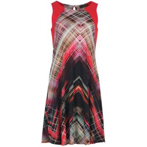 Jerseyjurk - Levendige Geometrische Asymmetrie - Mouwloos - Rood
