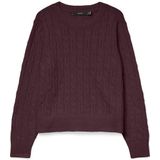 Vero Moda - VMARIES LS O-NECK CABLE PULLOVER BF - Gebreide Trui - Winetasting