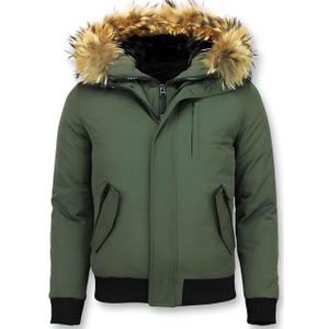 Enos Korte winterjas met bontkraag