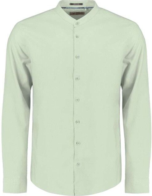 No Excess Shirt granddad solid with linen mint