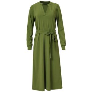 Smashed Lemon - Armygroene Midi-jurk - Dames - Travelkwaliteit - 4-way Stretch