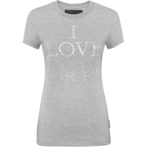 Philipp Plein - T-Shirt Pure Round Neck SS - Grijs - Dames - Katoen
