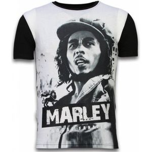 Local Fanatic Bob marley black and white digital rhinestone t-shirt