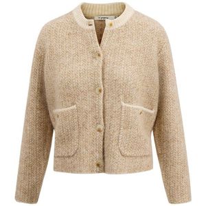Zusss - Jacquard Vest - Beige - Met Visgraat Structuur