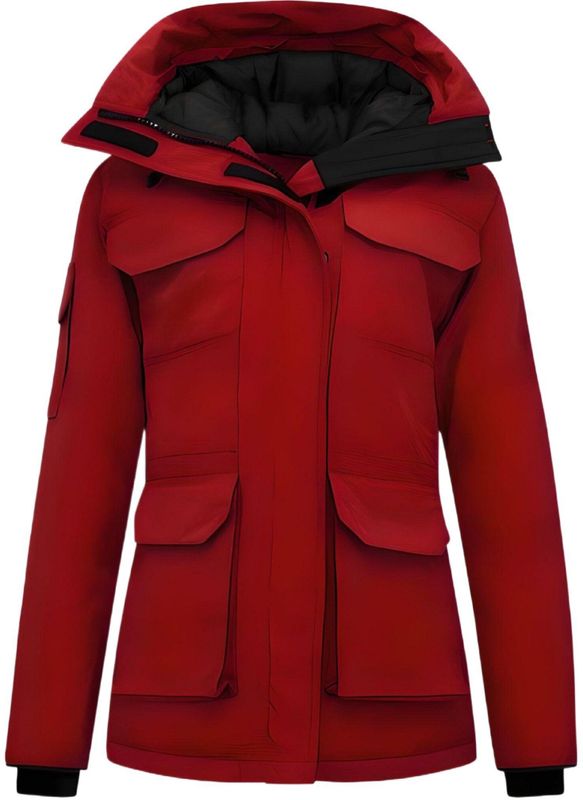 Gewatteerde Jas Dames Halflang - 7603 - Rood