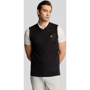 Lyle & Scott - Merino Blend Gebreide V-hals Vest - Zwart - Heren