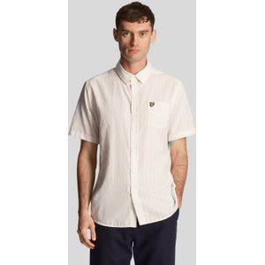 Lyle And Scott - Textured Stripe - Korte Mouwen Overhemd - Wit
