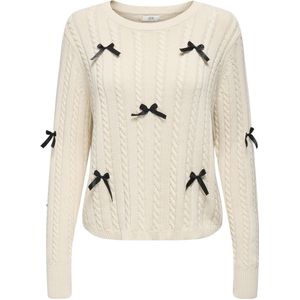 Jacqueline de Yong Jdybow ls oneck capble pullover ecru