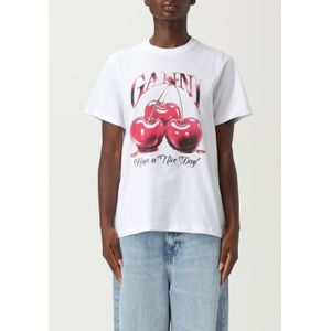 Ganni - T-Shirt - Wit - Jersey - Kersenprint