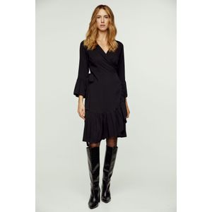 Wikkeljurk - Zwart - Viscose - Klokmouwen