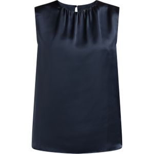 DreiMaster Klassik - Blouse - Glanzend - Mouwloos - Geplooide Ronde Halslijn