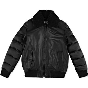 Bommenwerper - Iconic Plein - Bomberjack - Leren en Nylon - Met Schapenvacht Kraag