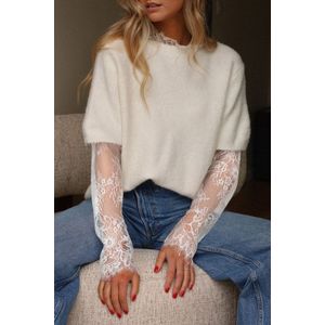 Lace-trimmed trui