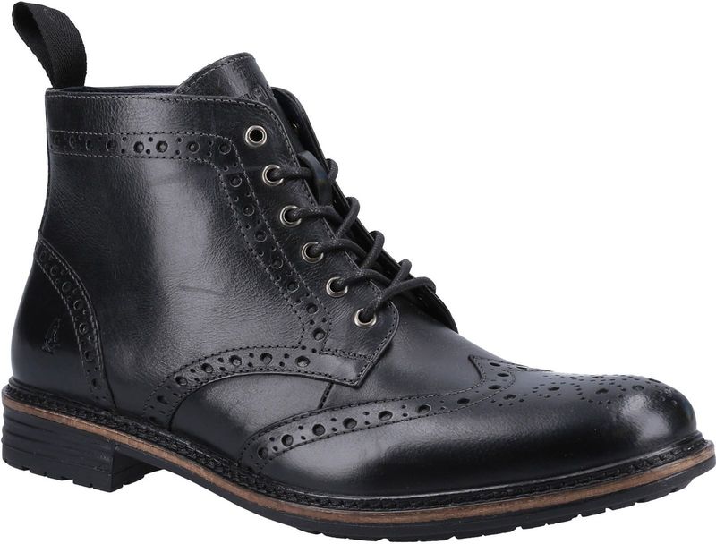Hush Puppies - Joshua - Leren Enkellaarsjes - Zwart