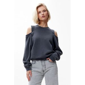 Catwalk Junkie - Relaxed Open Shoulder Sweater - Antraciet - Dames
