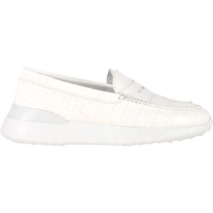 Tod's x Alber Elbaz Krokodilleren Loafers in Witte Leer