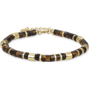 Luxenter - Ihun - Armband - Zilver - Tijgeroog - 18K Geel Goud Afwerking