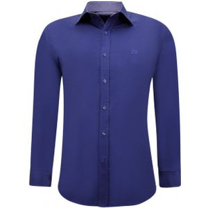 Gentile Bellini - Nette Getailleerde Overhemden - Donker Blauw - Slim Fit Blouse Stretch