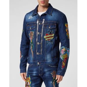Philipp Plein - Denim Zip Jacket Hawaii - Blauw - Heren - Jack