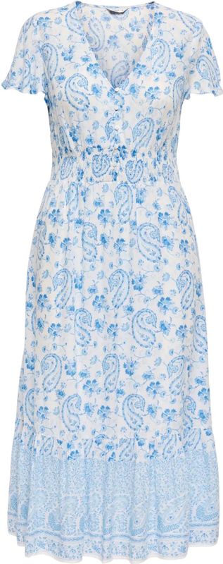 Jurken - Enkellange Zomerjurk - Korte Mouwen - V-hals - Losse Pasvorm