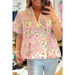 Bloemenprint Blouse met Koordjes