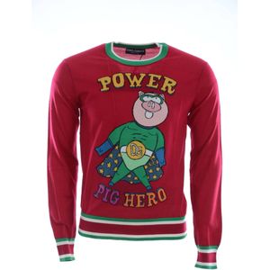 Dolce & Gabbana Rode Wol Zijden Varken van het Jaar Trui voor heren