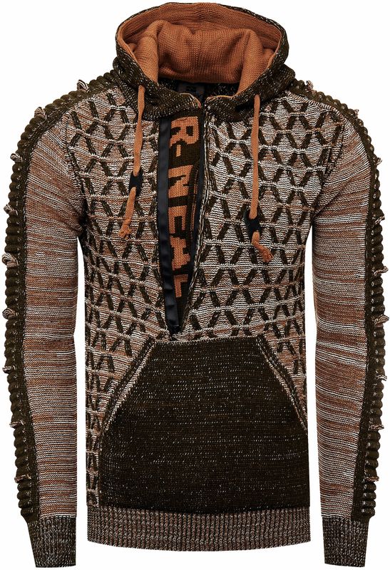 Rusty Neal - Grof Gebreide Hoodie - Casual Pasvorm - Met 1/2 Rits