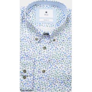 Bos Bright Blue Casual hemd lange mouw blade print shirt ls 24107bl12bo/500 color