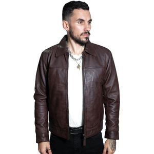 Heren - Leren Harrington Jas - Zwart - Shanghai