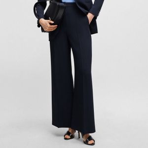 BOSS - Tikela - High-Waisted Relaxed-Fit Broek - Donkerblauw