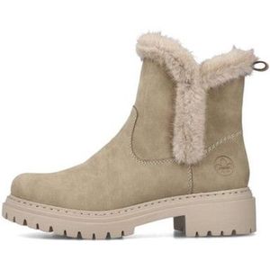 Rieker - 72682 - Enkellaarsjes - Beige - Kunstleer - Blokhak