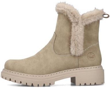 Rieker - 72682 - Enkellaarsjes - Beige - Kunstleer - Blokhak