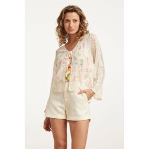 Smashed Lemon - 25121 - Lace Cardigan - Off-White - Met Striksluiting
