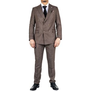 Herenpak - Bruin - 2-delig - Met Dubbele Rij Knopen