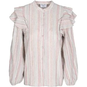 FRNCH Licht gestreepte blouse met volants charme