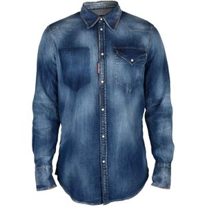 Dsquared2 - Overhemd - Blauw - Katoendenim - Klassiek Western