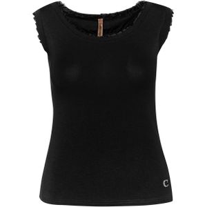 Conquista - Tanktop - Zwart - Ruwe Randen en Ruches