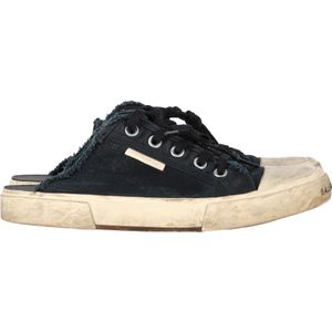 Balenciaga Paris Versleten Open-Hak Sneakers in Zwart Katoen