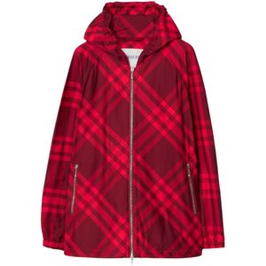 Burberry - Windbreaker Jas - Rood - Materiaal met Trekkoord in de Taille