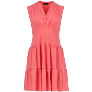 Jerseyjurk - Koraalkleurig - Mouwloos - V-hals