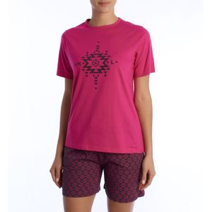 Damen-Sommerpyjama aus 100 % Baumwolle KL40000 Kurzarm-T-Shirt und Shorts, Frühlings-Sommerpyjama