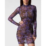 Philipp Plein - Long-sleeve Mini Dress Flowers - Veelkleurig - Dames - Polyester