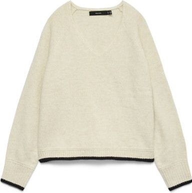 Vero Moda - VMAQUARIUS LS V-NECK RAGLAN PULLOVER BF - Gebreide Trui - Birch