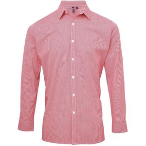 Premier Heren gingham micro geruit overhemd met lange mouwen