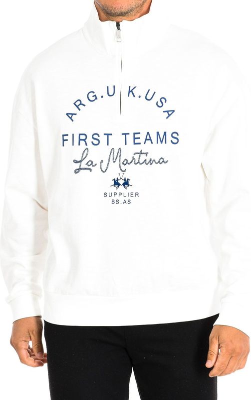 La Martina - TMF600-FP220 - Sweatshirt - Wit - Met Rits
