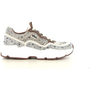 La Strada - 2211242 - Sneakers - Beige - Donkerbruin - Glinsterende Strass-steentjes
