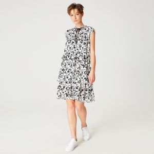 Korte jurk met ruches en bloemenprint