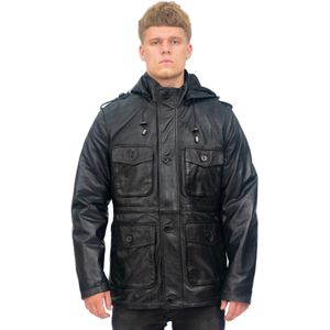 Heren - Trenchcoat - Zwart - Medellin - Leren met Capuchon