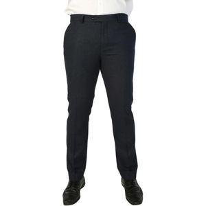 Herenbroek - Marineblauw - Wolmix Tweed - Klassieke Pasvorm