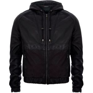 Leren Bomber-Bikerjack - Met Rits en Capuchon